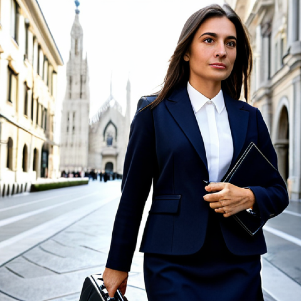 조지아 운전 규칙 - Modern Italian Businesswoman**

A professional businesswoman in a tailored, modest business suit (sk...