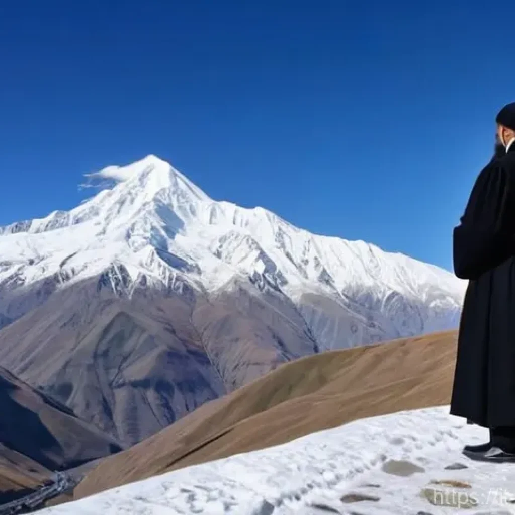 조지아 민족성 이해하기 - **"A breathtaking, wide-angle shot of the Gergeti Trinity Church, perched high in the mountains of G...