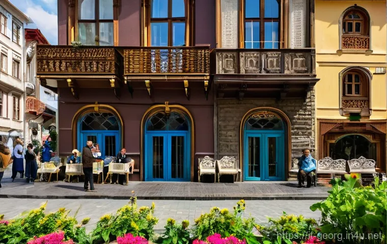 조지아 민족성 이해하기 - **"A warm and inviting scene of a traditional Georgian 'Supra' (feast) taking place indoors. A long,...