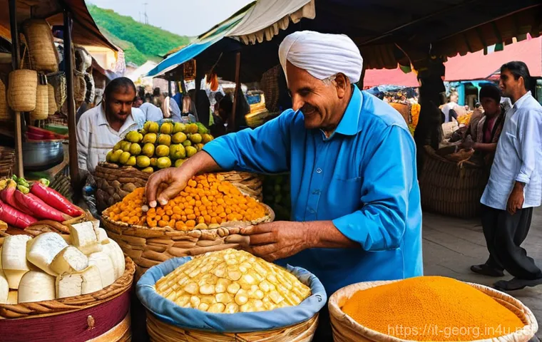 조지아의 주요 시장 추천 - **Prompt for Dezerter Market:**
    "A vibrant and bustling traditional Georgian food market, simila...