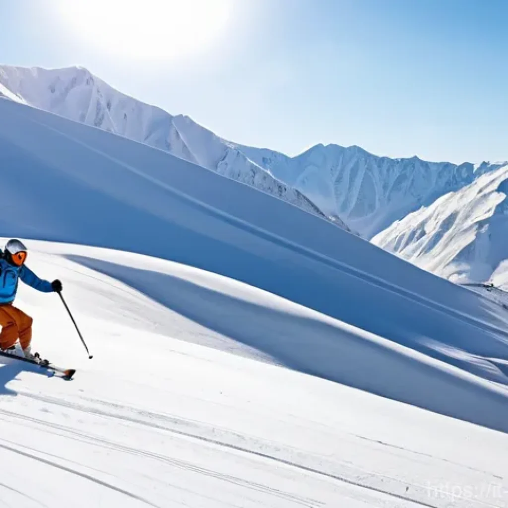 조지아 스키 리조트 정보 - **Gudauri: Adrenaline-Fueled Freeride Adventure**
    "A dynamic image of a skier in full, modern wi...