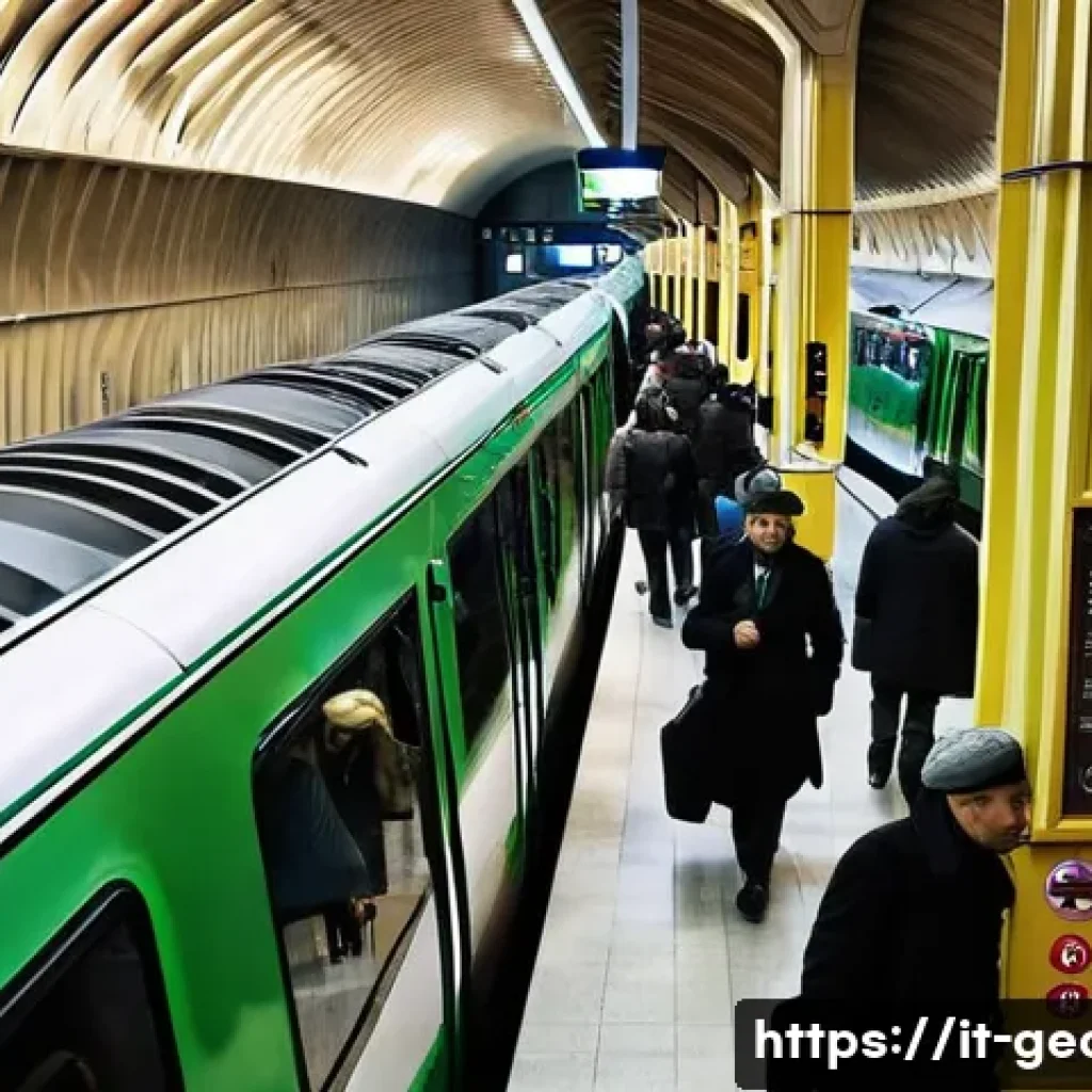 트빌리시 교통 체계 - **Tbilisi Metro Rush Hour:**
    "A bustling yet organized scene inside a grand, deep Tbilisi Metro ...