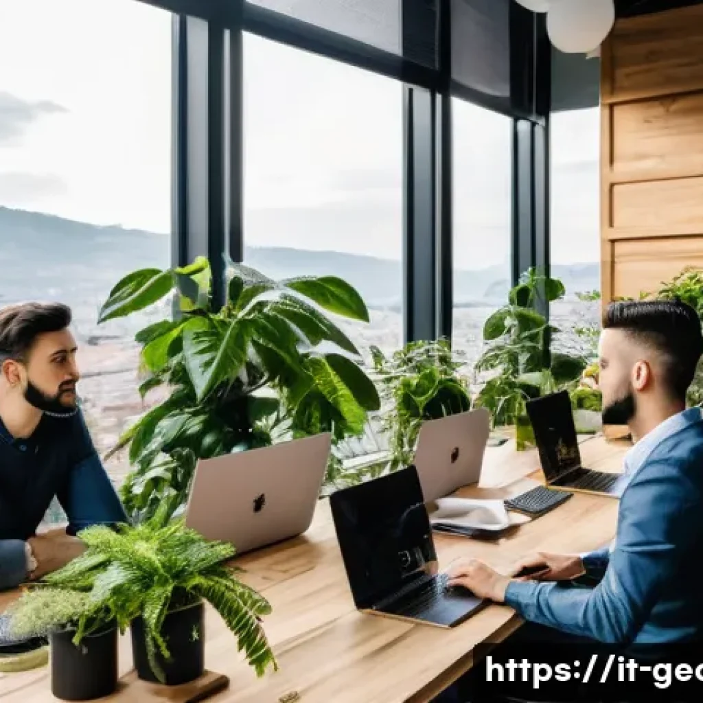 조지아의 경제적 도전과 기회 - A modern coworking space in Tbilisi bustling with young Georgian entrepreneurs working on fintech an...