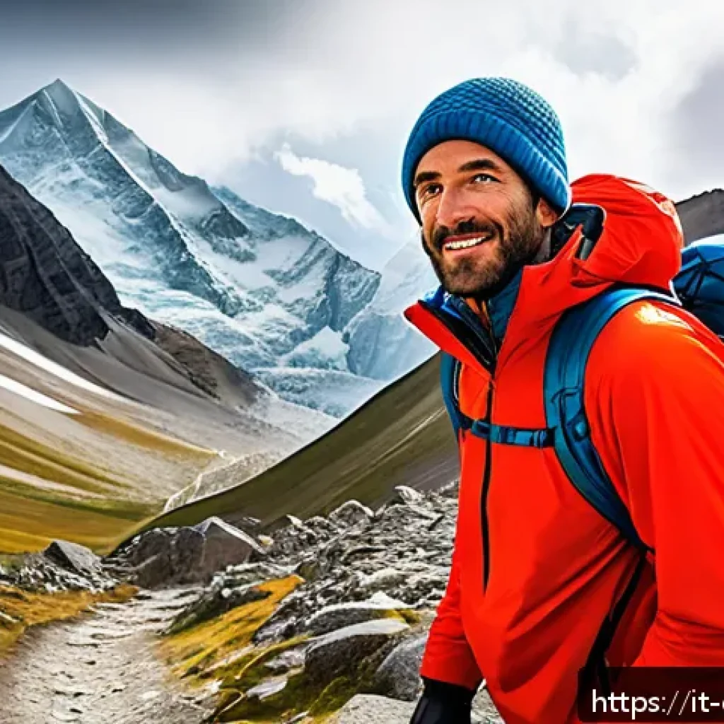 카즈베기 산 등산 가이드 - A detailed scene of a seasoned hiker preparing for a trek on Mount Kazbek in the Caucasus Mountains,...
